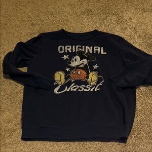 Disney  Classic Navy Mickey Mouse Crewneck Sweater distressed graphic size L